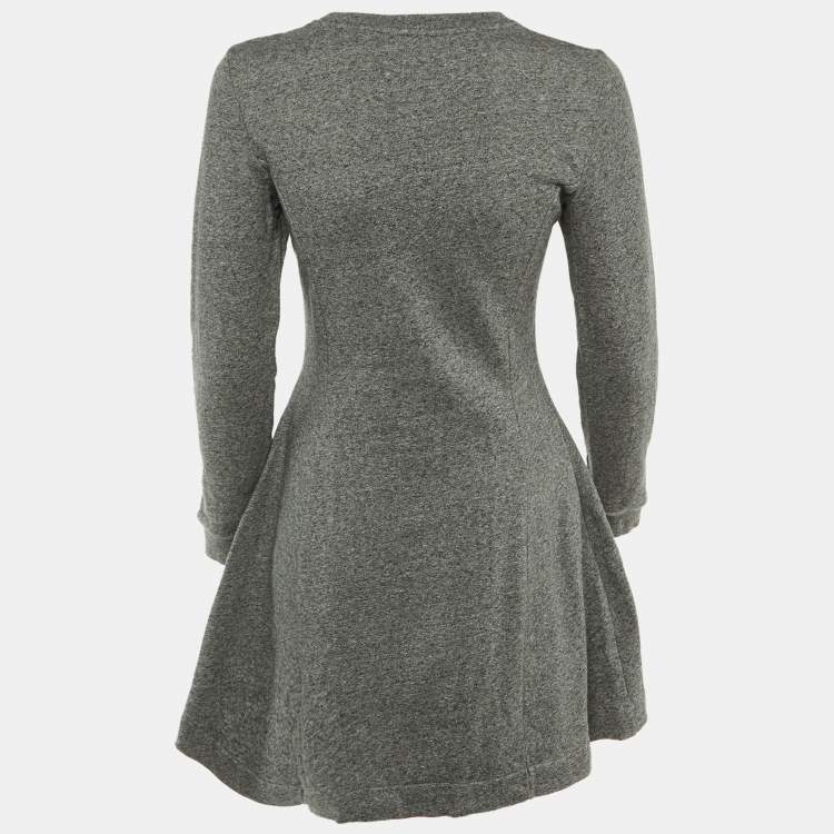 Pre Owned Kenzo Grey Tiger Embroidered Cotton Sweater Dress M