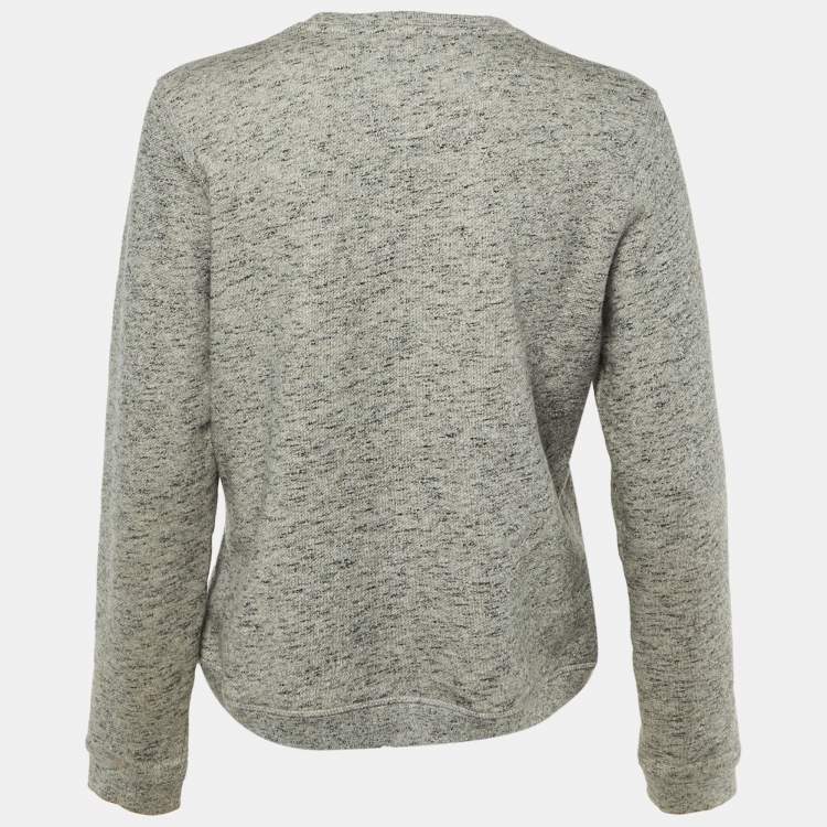 Pre Owned Kenzo Grey Tiger Head Embroidered Cotton Sweatshirt L