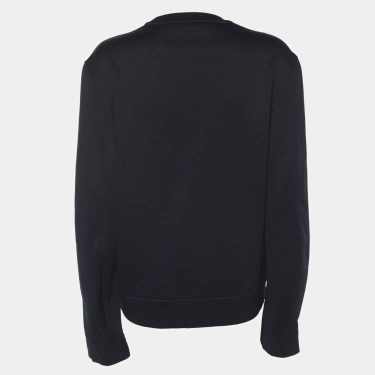 Pre Owned Kenzo Navy Blue Nylon Knit Logo Embroidered Sweatshirt S