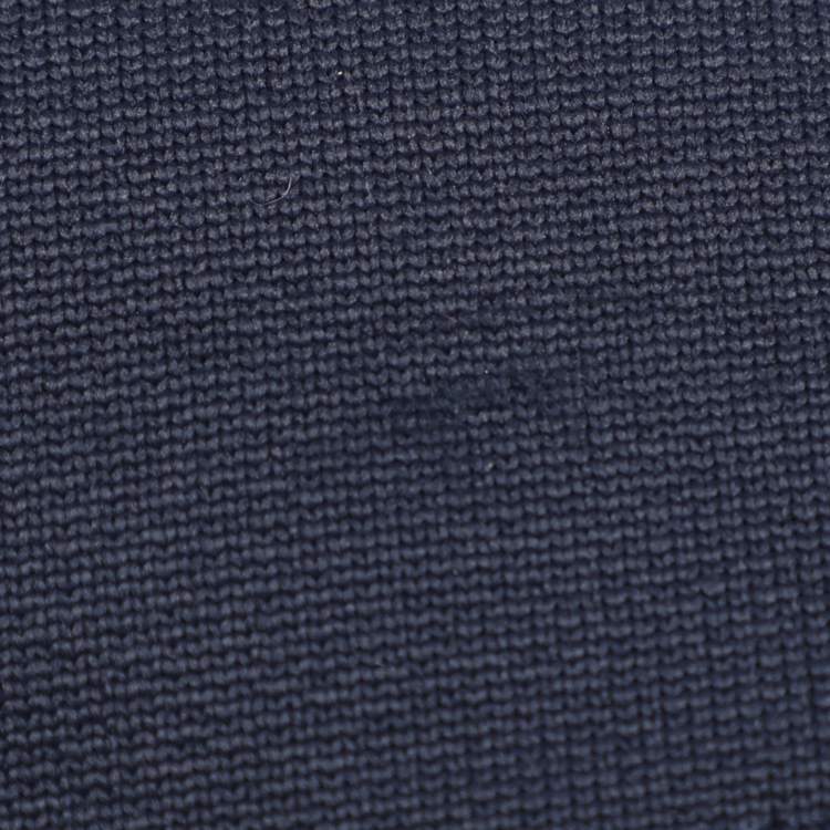 Pre Owned Kenzo Navy Blue Nylon Knit Logo Embroidered Sweatshirt S