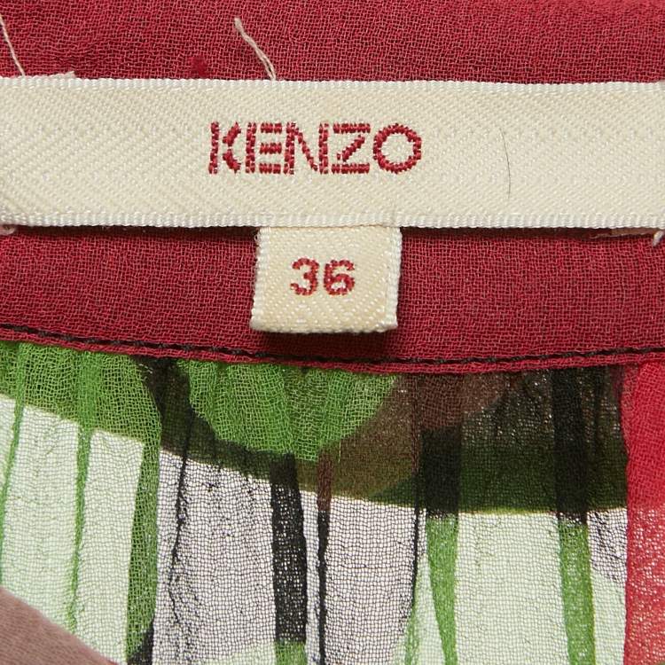 Pre Owned Kenzo Multicolor Printed Silk Sheer Blouse S