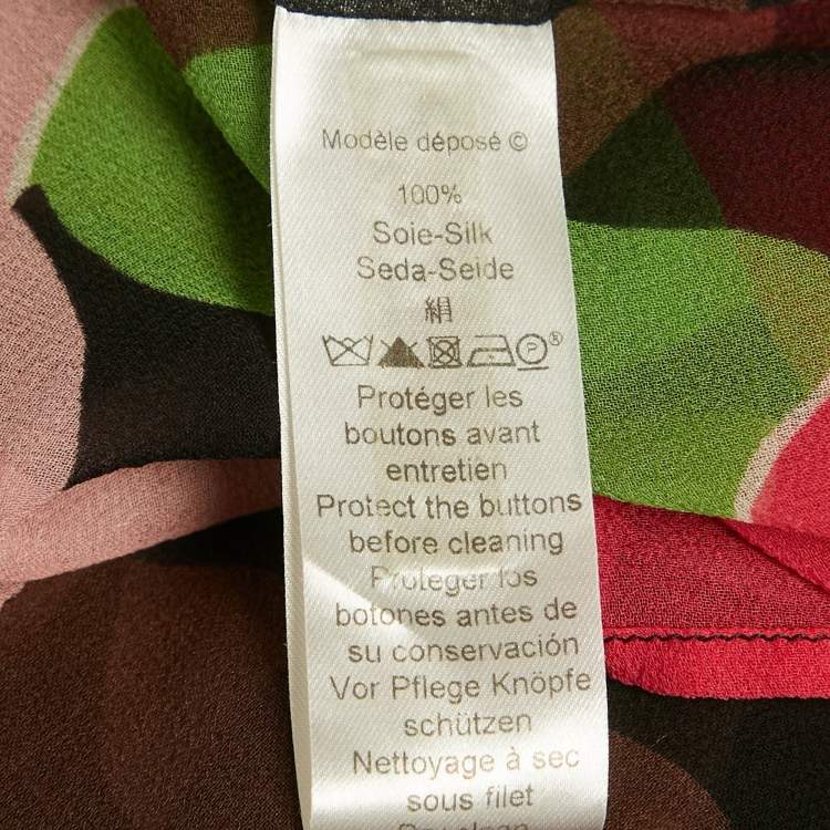 Pre Owned Kenzo Multicolor Printed Silk Sheer Blouse S