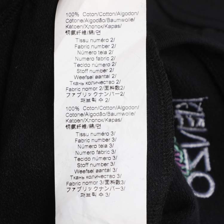 Pre Owned Kenzo Black Cotton Embroidered Drawstring Sweater M
