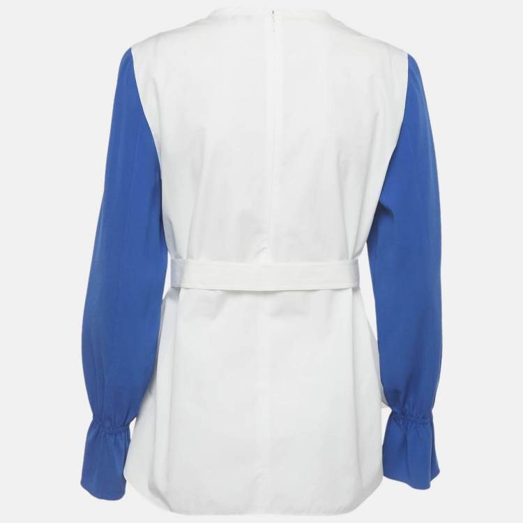 مملوكة مسبقًا Kenzo White/Blue Cotton Shift Dress M