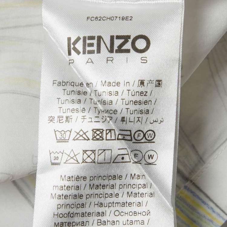 Pre Owned Kenzo White Printed Cotton Boxy Shirt M