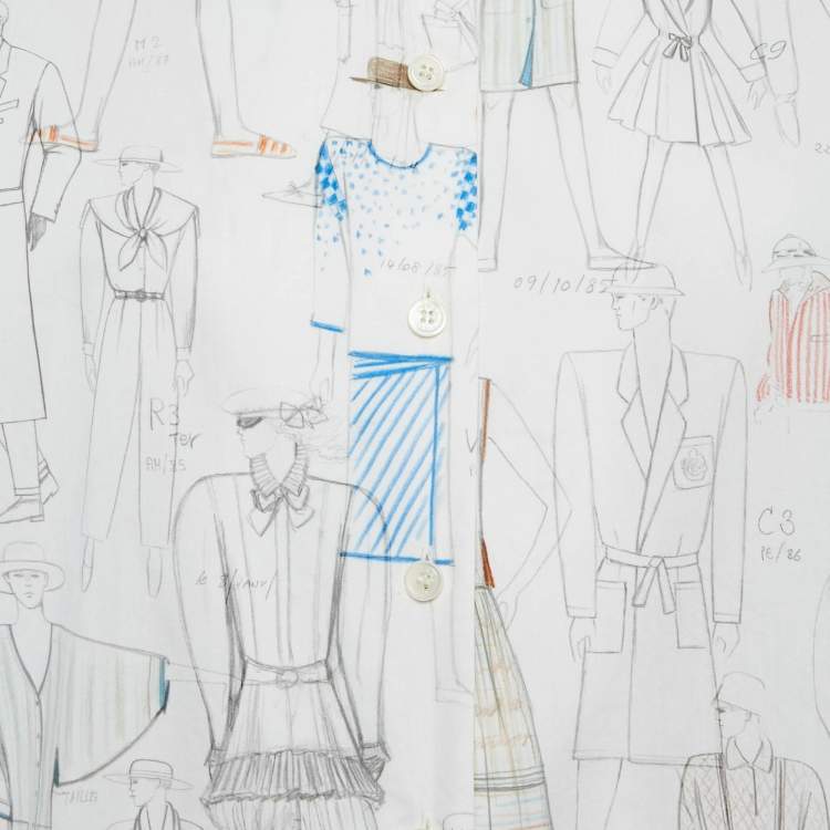 Pre Owned Kenzo White Printed Cotton Boxy Shirt M