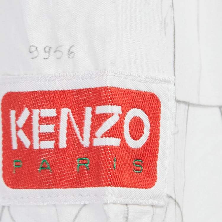 Pre Owned Kenzo White Printed Cotton Boxy Shirt M