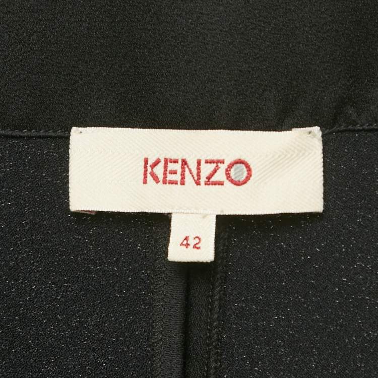 Pre Owned Kenzo Black Sateen and Jersey Trim Maxi Dress L
