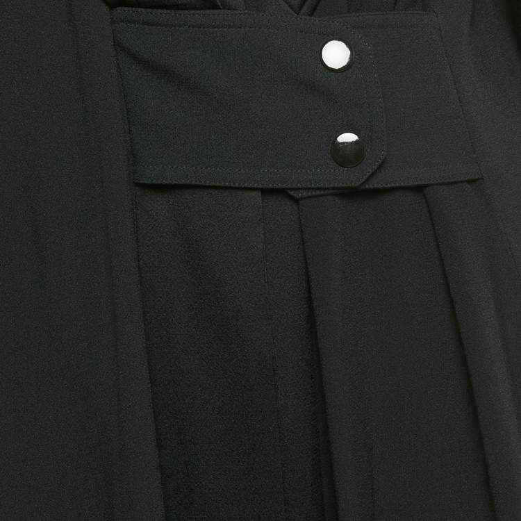 Pre Owned Kenzo Black Sateen and Jersey Trim Maxi Dress L