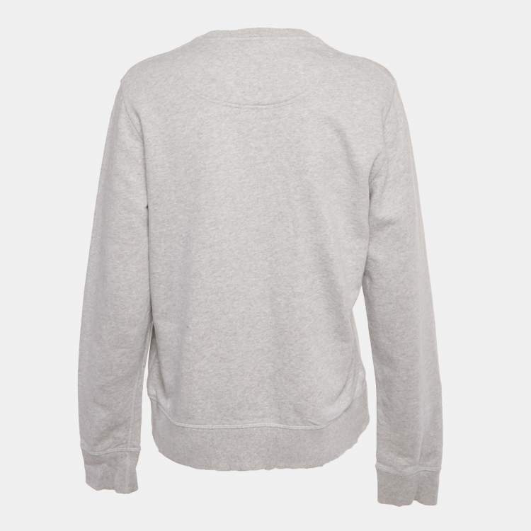 Pre Owned Kenzo Grey Tiger Embroidered Cotton Sweatshirt L