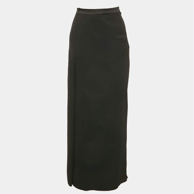 Pre Owned Kenzo Black Crepe Midi Skirt L