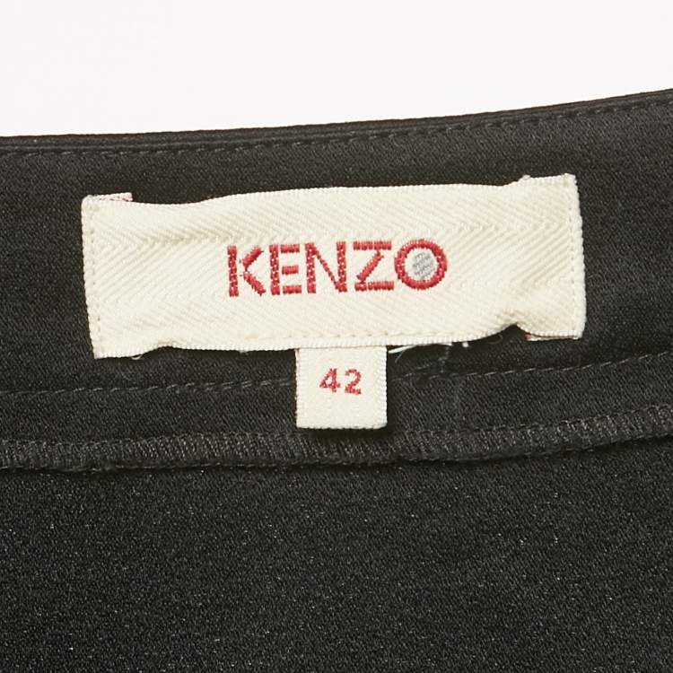 Pre Owned Kenzo Black Crepe Midi Skirt L