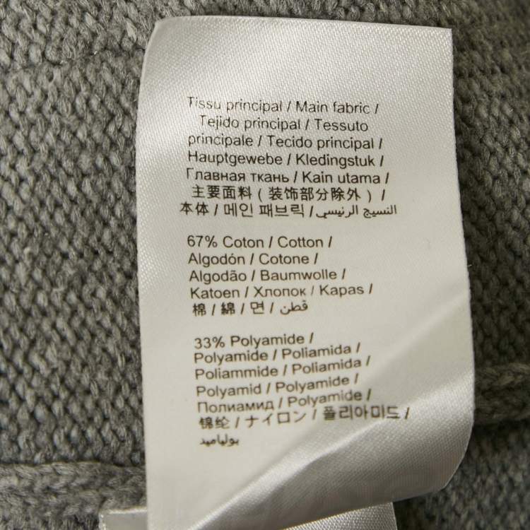 Pre Owned Kenzo Grey Logo Intarsia Knit Pocketed Zip Front Jacket S