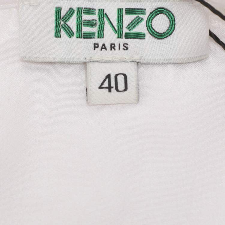 Pre Owned Kenzo Cream Brocade Fabric Sleeveless Tops M
