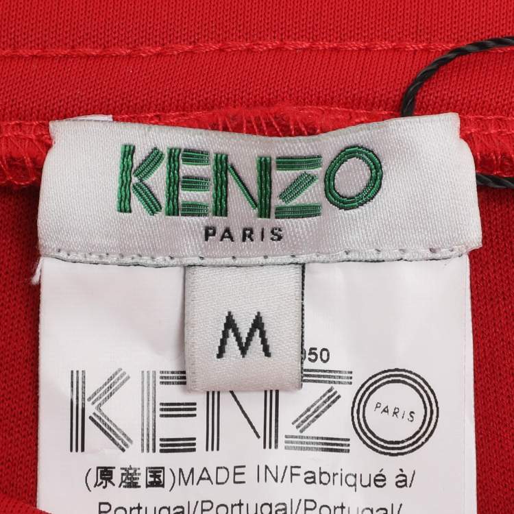 مملوكة مسبقًا Kenzo Red Jersey Logo Stripe Panel Track Pants M