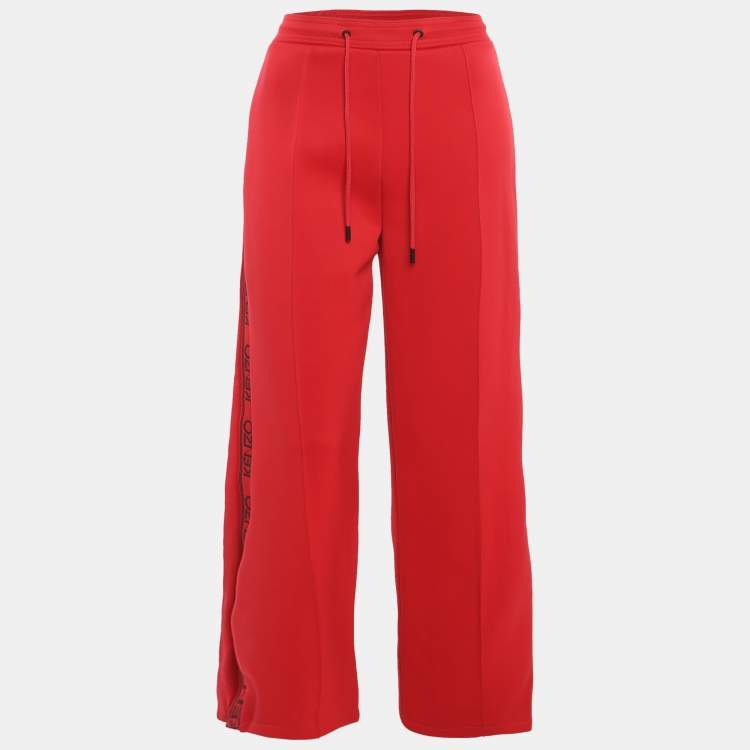 مملوكة مسبقًا Kenzo Red Jersey Logo Stripe Panel Track Pants M