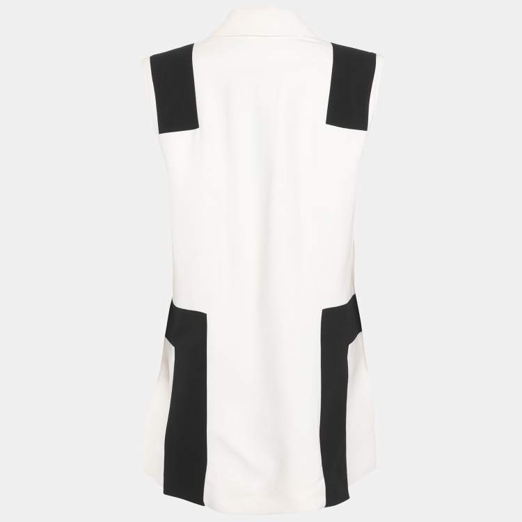 Pre Owned Kenzo Cream/Black Viscose Vest S