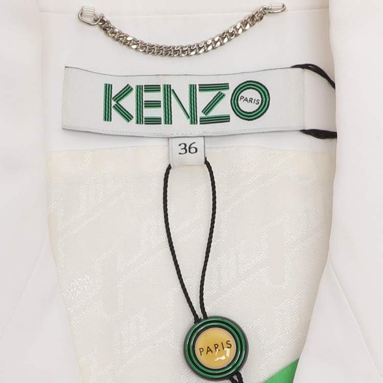 Pre Owned Kenzo Cream/Black Viscose Vest S