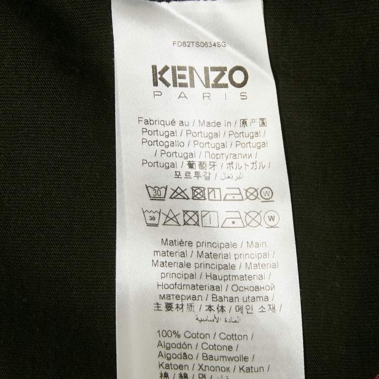 Pre Owned Kenzo Black Cotton Knit Flower Embroidered T-Shirt L