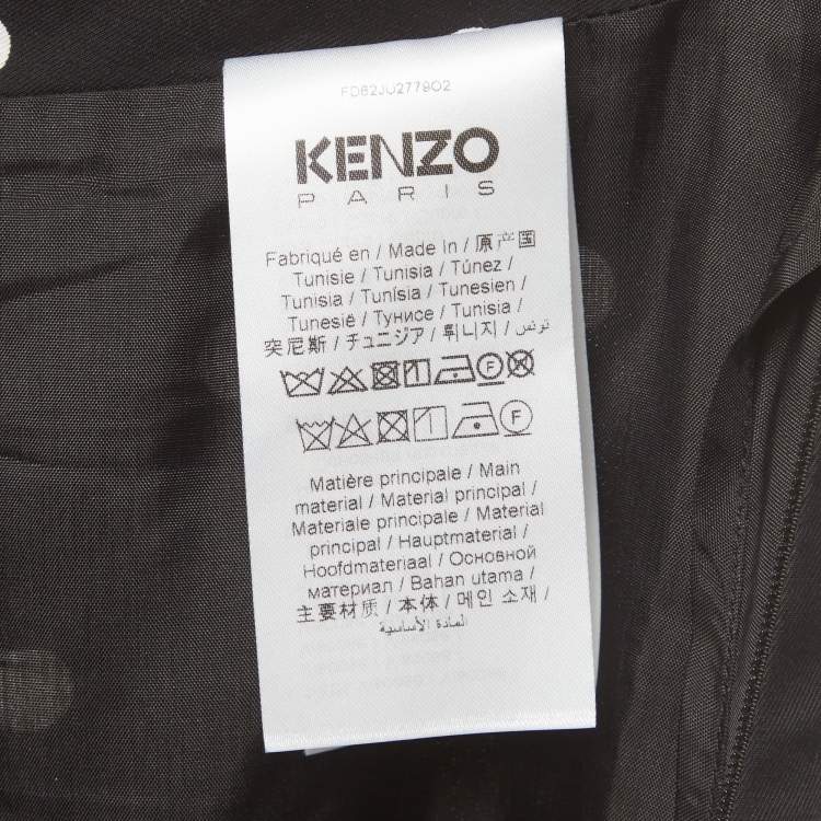 Pre Owned Kenzo Black Polka Dot Satin Flared Midi Skirt S