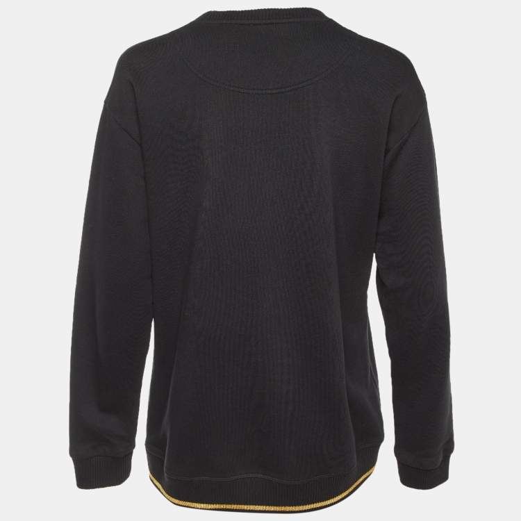 Pre Owned Kenzo Black Tiger Embroidered Cotton Crew Neck Sweatshirt XL