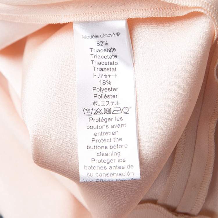 Pre Owned Kenzo Beige Shoulder Button Detail V-Neck Top M