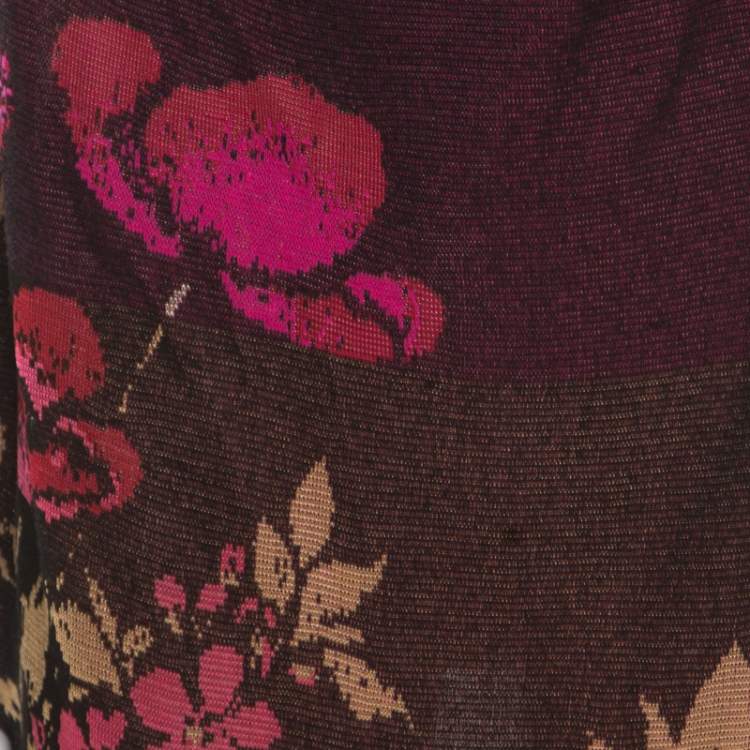 Pre Owned Kenzo Bicolor Floral Jacquard Knit Oversized Shift Dress L