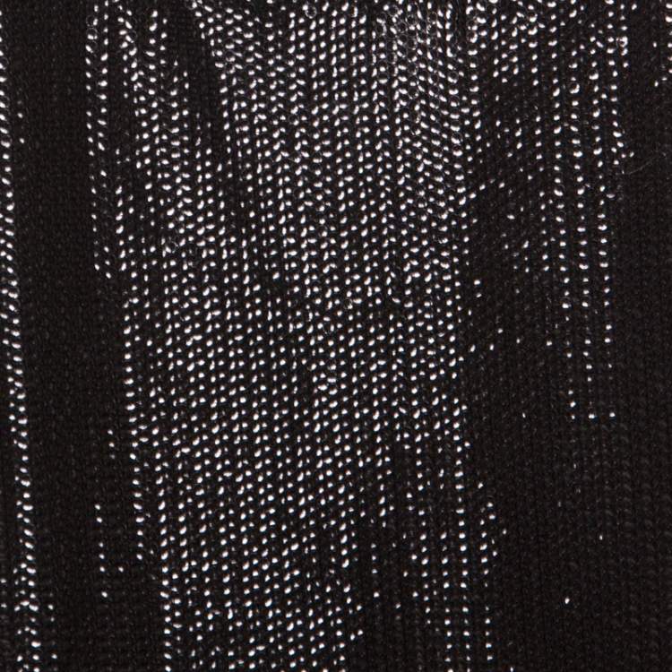 Pre Owned Kenzo Monochrome Sequined Front Polka Dotted Racer Back Top L