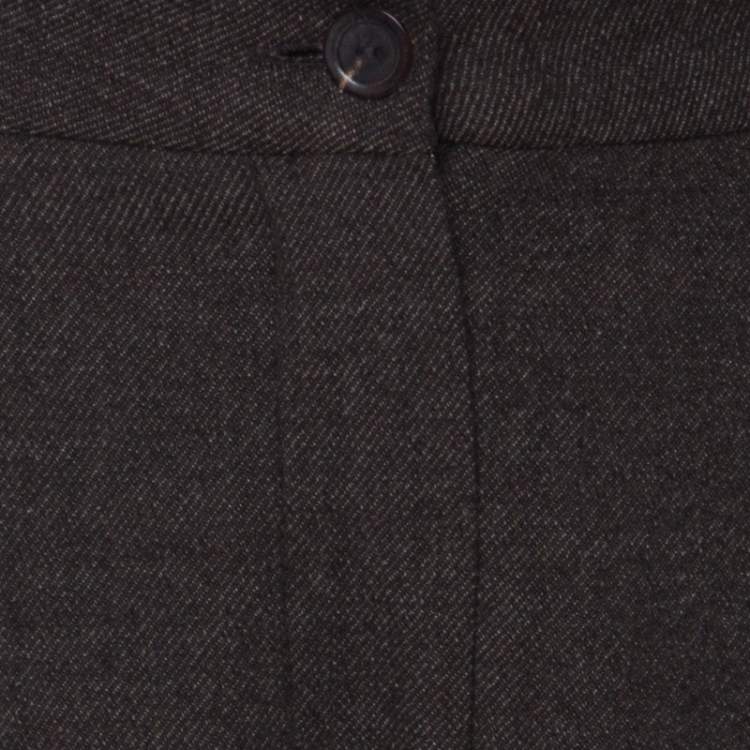 Pre Owned Kenzo Dark Brown Stretch Wool Pleated Culottes M 