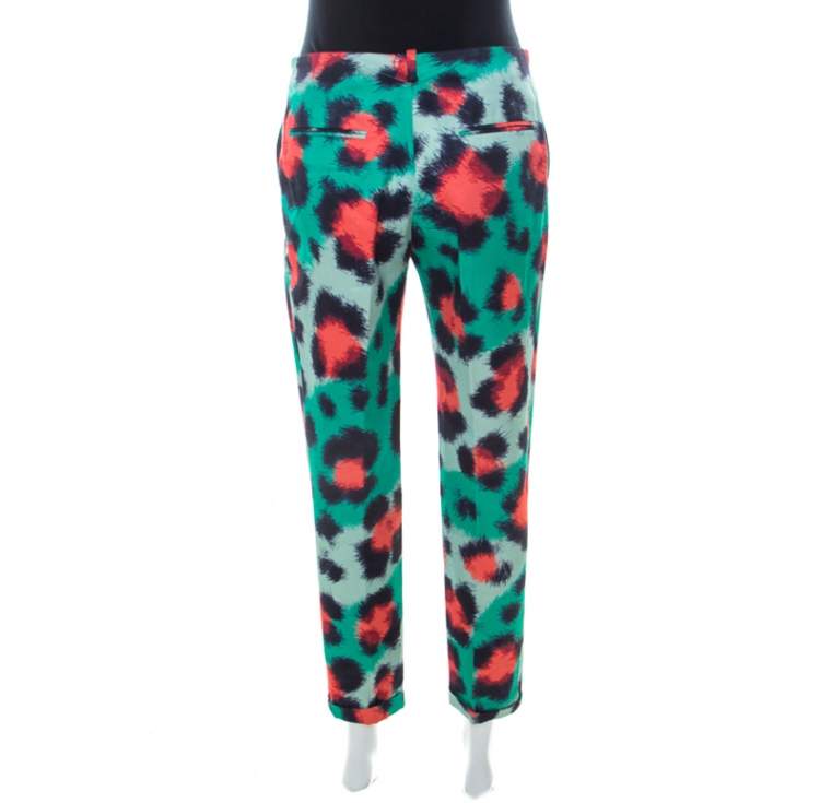Pre Owned Kenzo Multicolor Scribble Print Motif Cotton Blend Tapered Trousers M