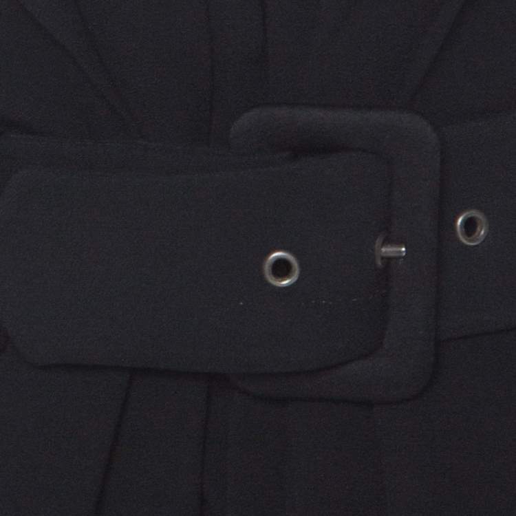 Pre Owned Kenzo Black Crepe Embellished Belt Detail Blazer S 