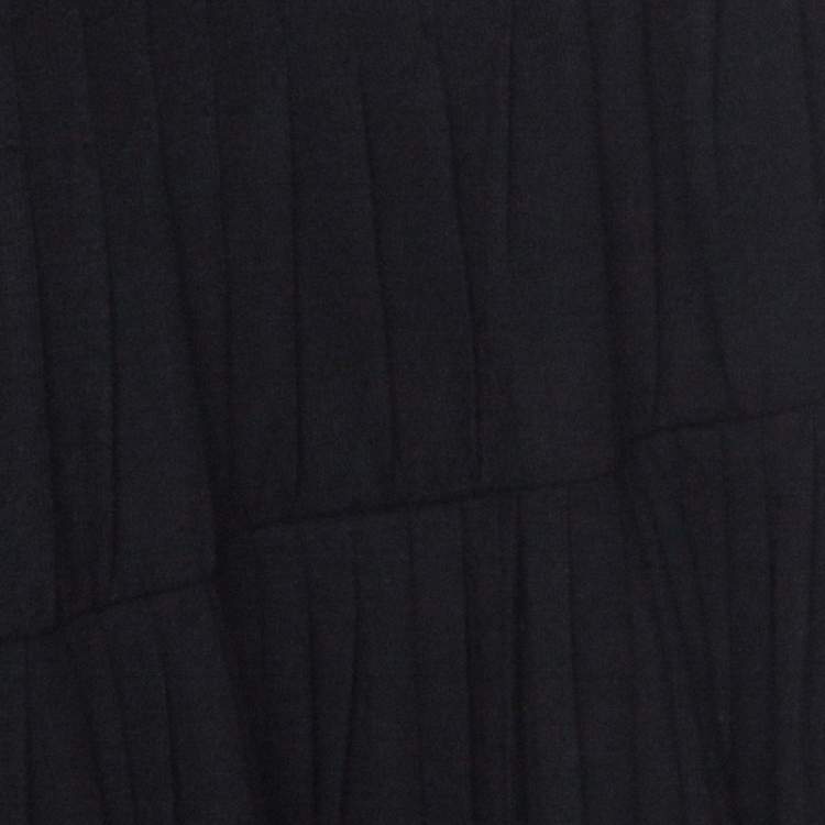 Pre Owned Kenzo Black Pleated Jersey A Line Maxi Skirt S