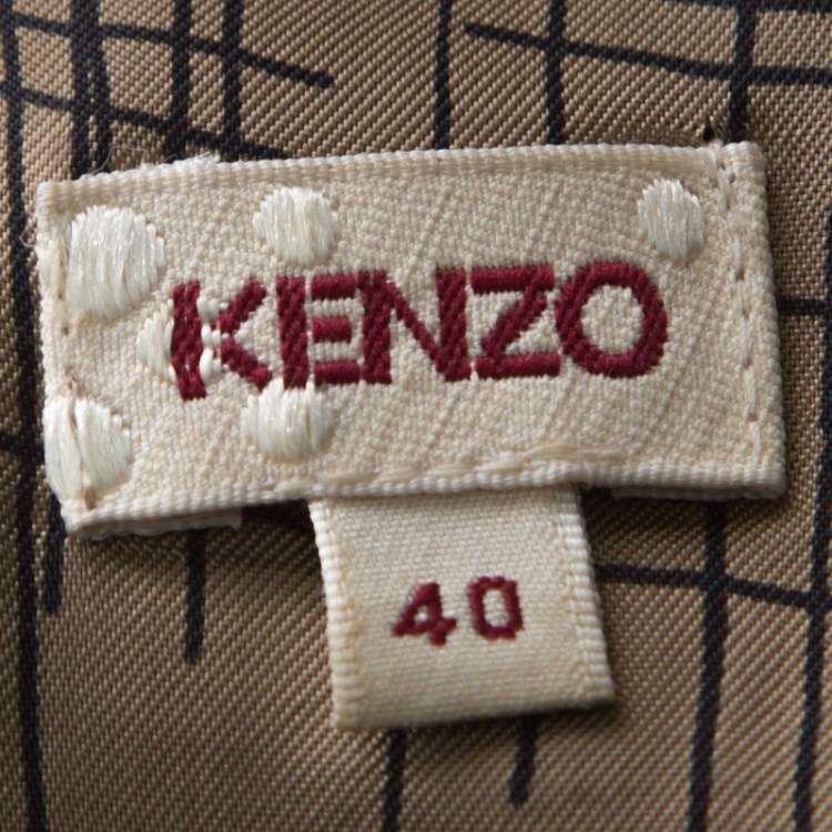 Pre Owned Kenzo Grey Floral Brushstroke Print Stretch Cotton Belted Dress M