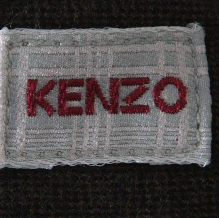 Pre Owned Kenzo Charcoal Grey Micro Checks Cotton Straight Leg Pants L