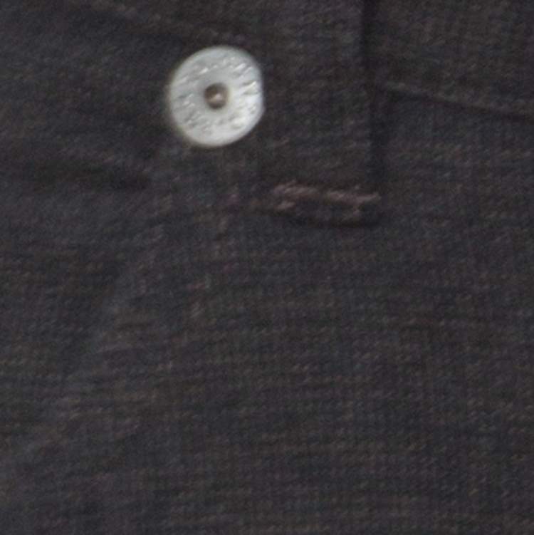 Pre Owned Kenzo Charcoal Grey Micro Checks Cotton Straight Leg Pants L