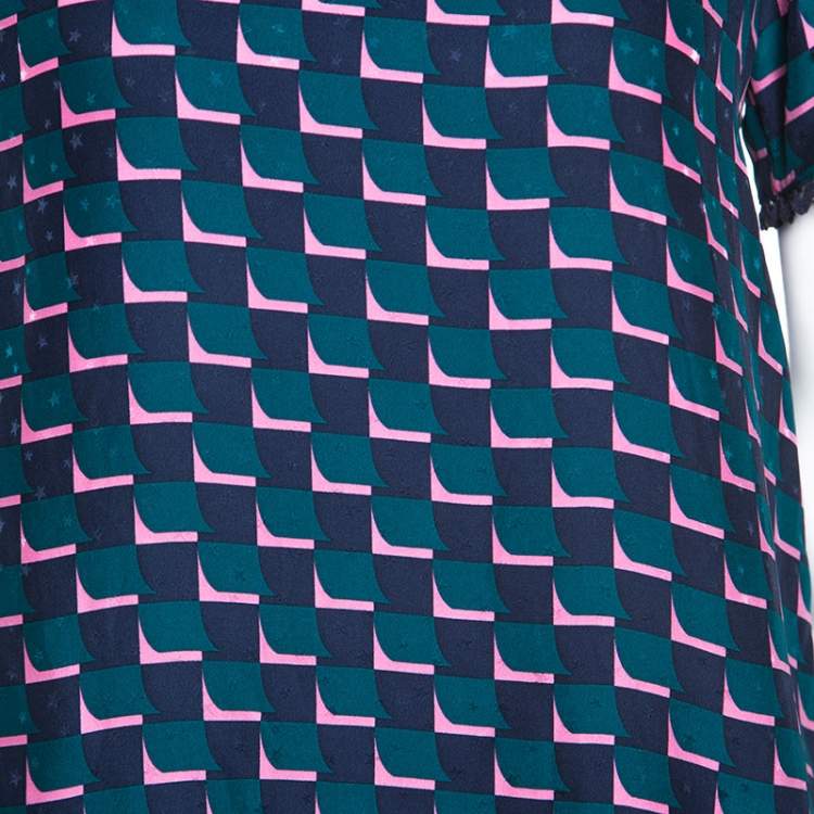 مملوكة مسبقًا Kenzo Multicolor Printed Silk Short Sleeve Top S