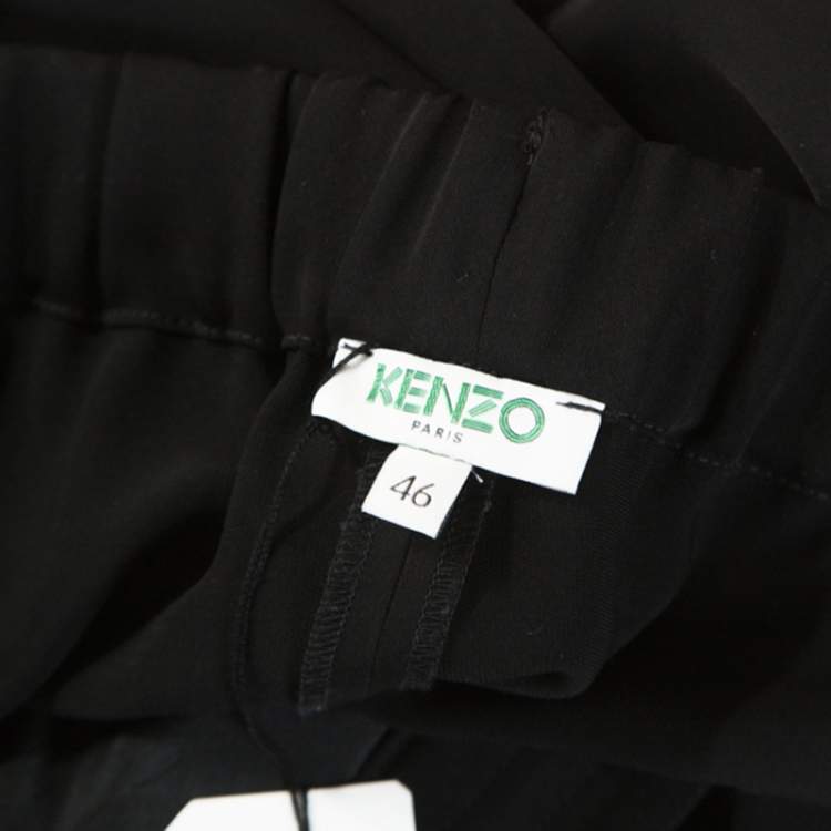 Pre Owned Kenzo Black Crepe Drawstring Pants XL