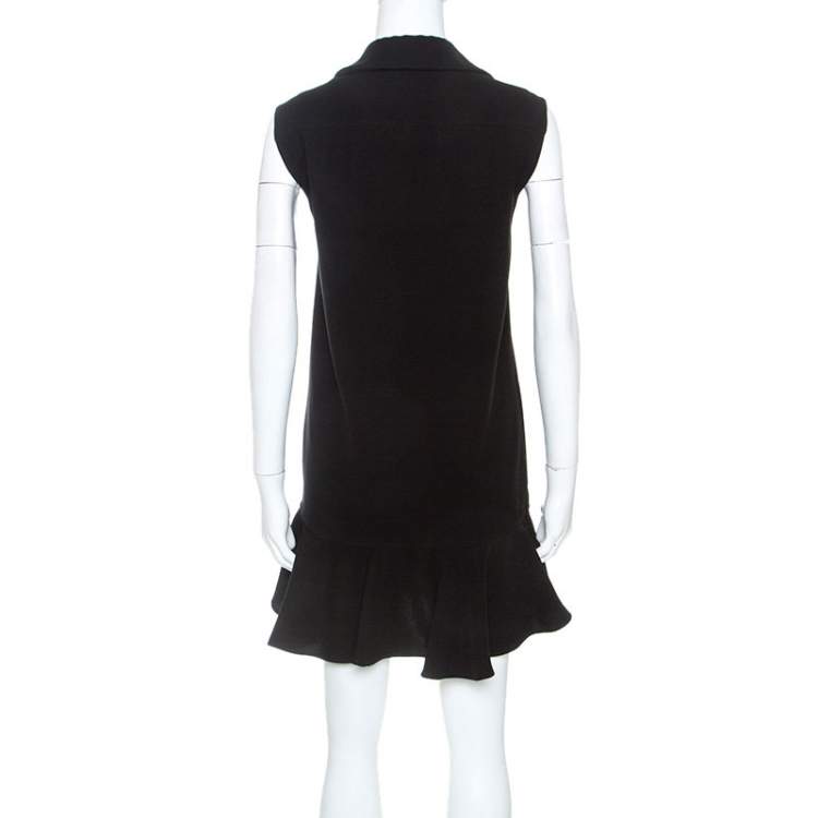 Pre Owned Kenzo Black Black Stretch Knit Ruffled Hem Short Dress S