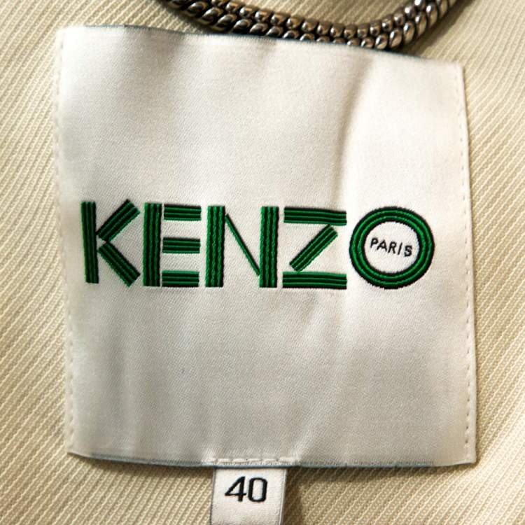 Pre Owned Kenzo Off White Wool Blend Ruffle Detail Jacket M