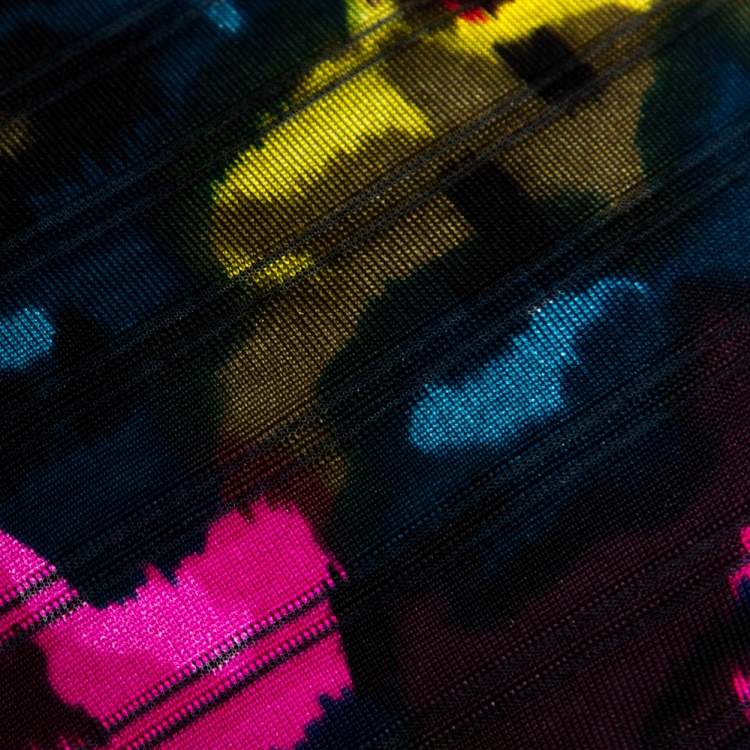 Pre Owned Kenzo Multicolor Printed Silk Asymmetric Draped Neck Top XL