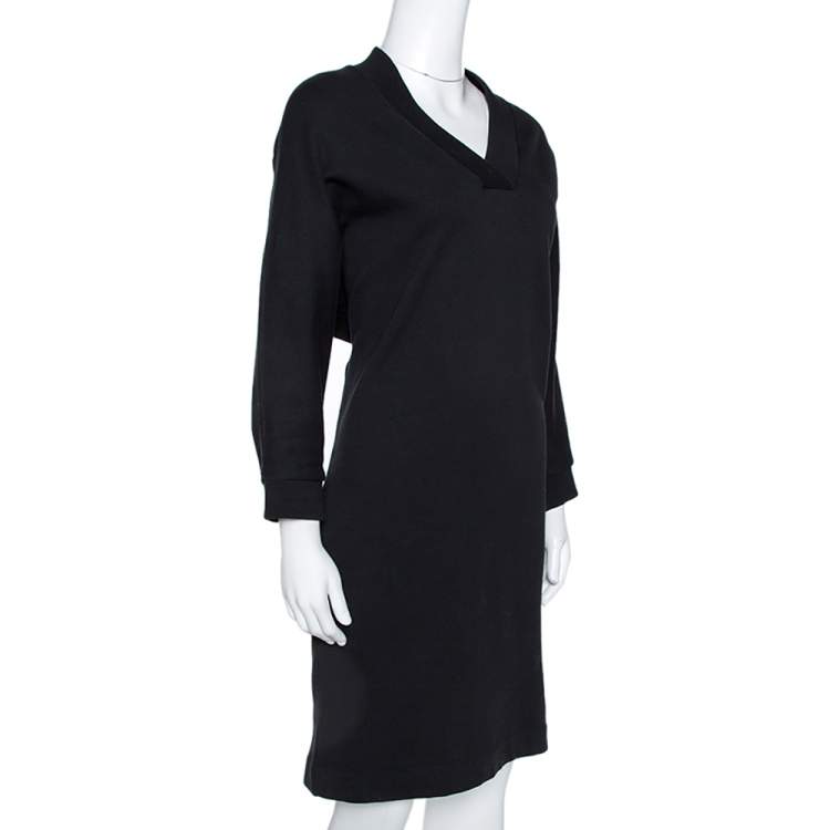 Pre Owned Kenzo Black Cotton Fleece Logo Print Sweatshirt Dress S
