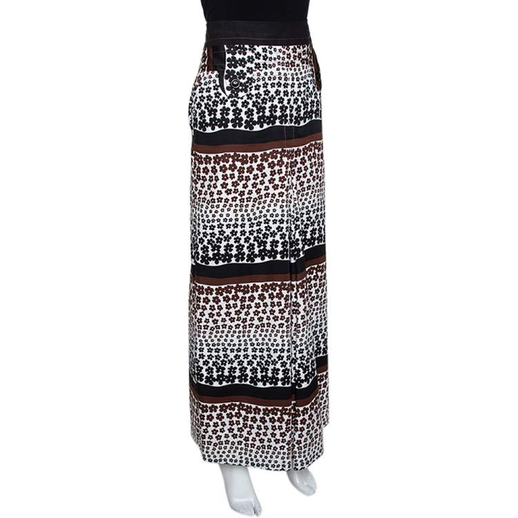 Pre Owned Kenzo Brown Floral Print Cotton Maxi Skirt S