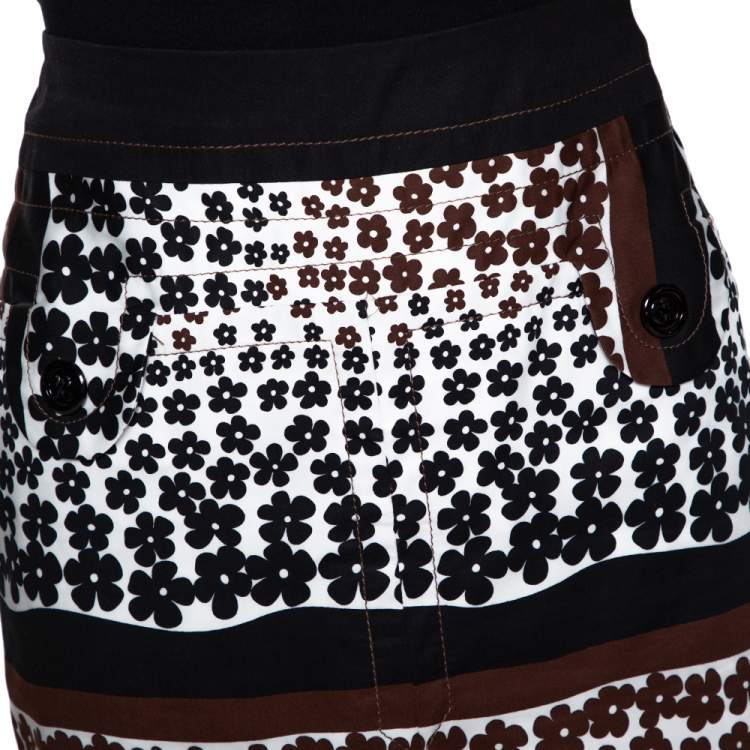 Pre Owned Kenzo Brown Floral Print Cotton Maxi Skirt S