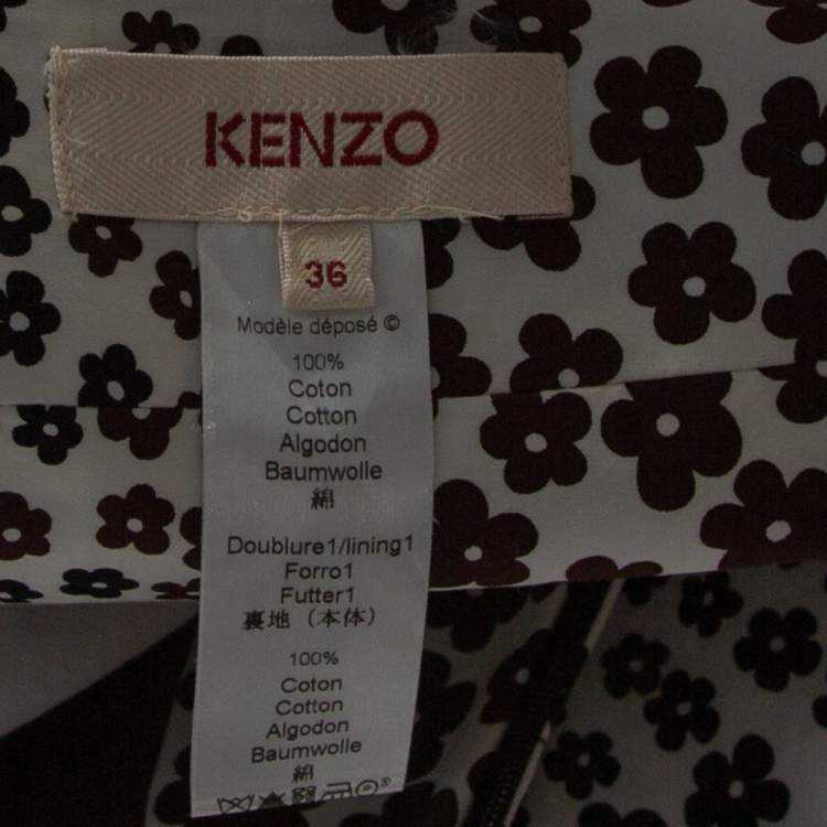 Pre Owned Kenzo Brown Floral Print Cotton Maxi Skirt S