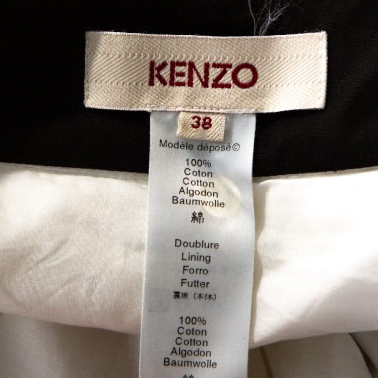 Pre Owned Kenzo Muticolor Polka Dot and Floral Applique Cotton Maxi Skirt M