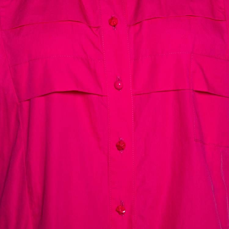 Pre Owned Kenzo Pink Cotton Puff Sleeve Blouse L