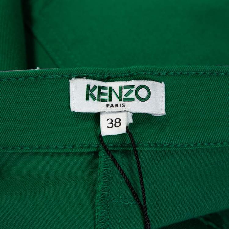 Pre Owned Kenzo Green Cotton Contrast Waist Band Trousers M