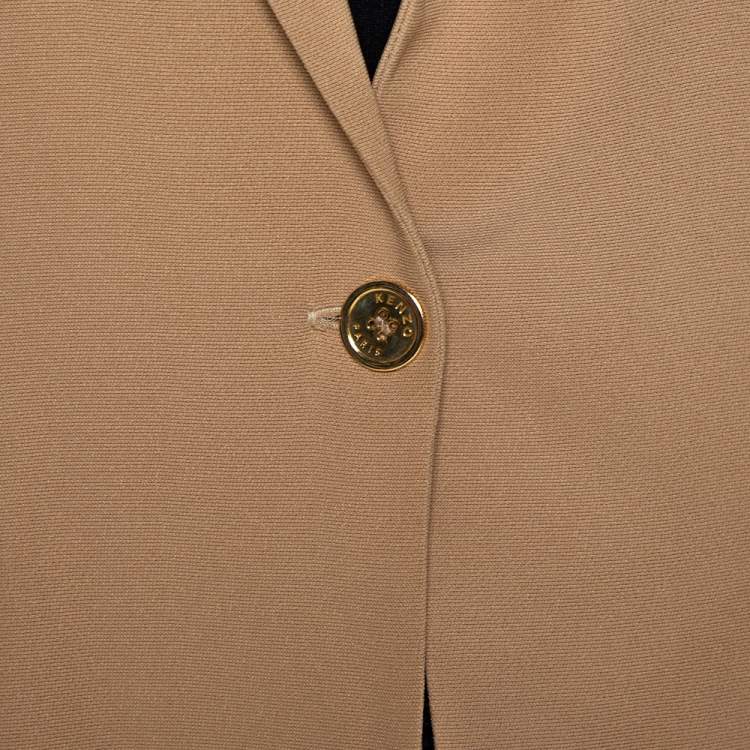 Pre Owned Kenzo Camel Textured Crepe Single Button Blazer M
