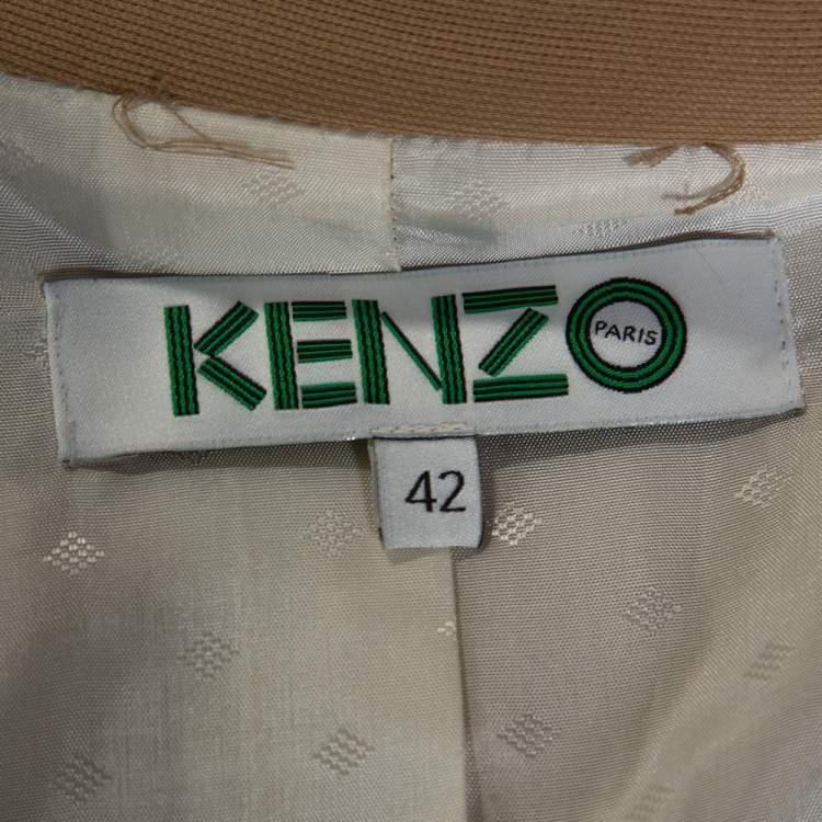 Pre Owned Kenzo Beige Crepe Single Button Blazer L