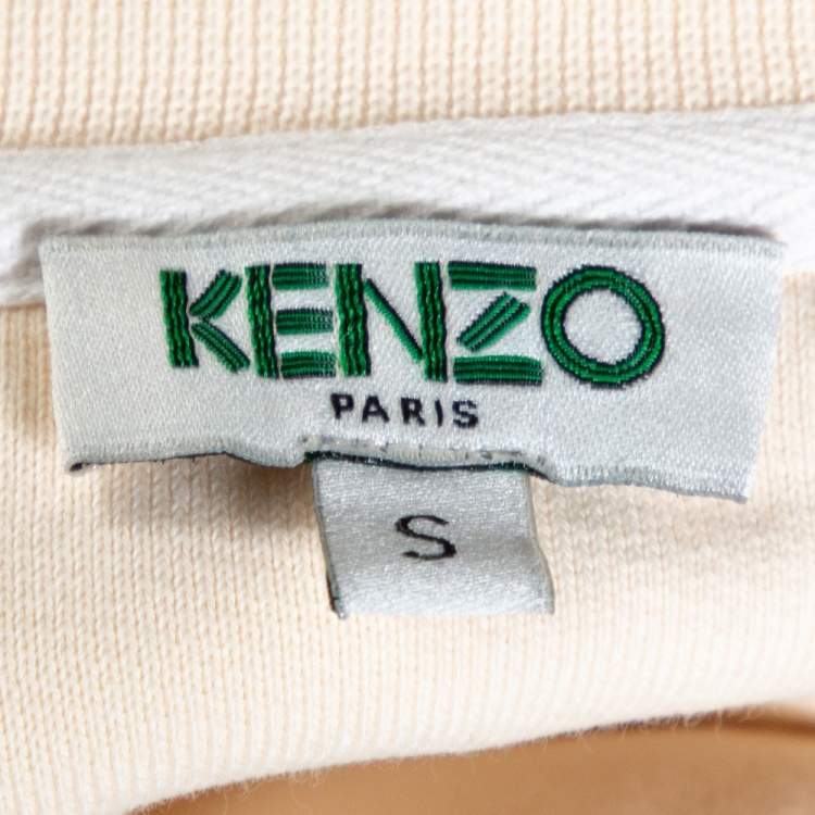 مملوكة مسبقًا Kenzo Cream Embossed Logo Print Cotton Sweatshirt S